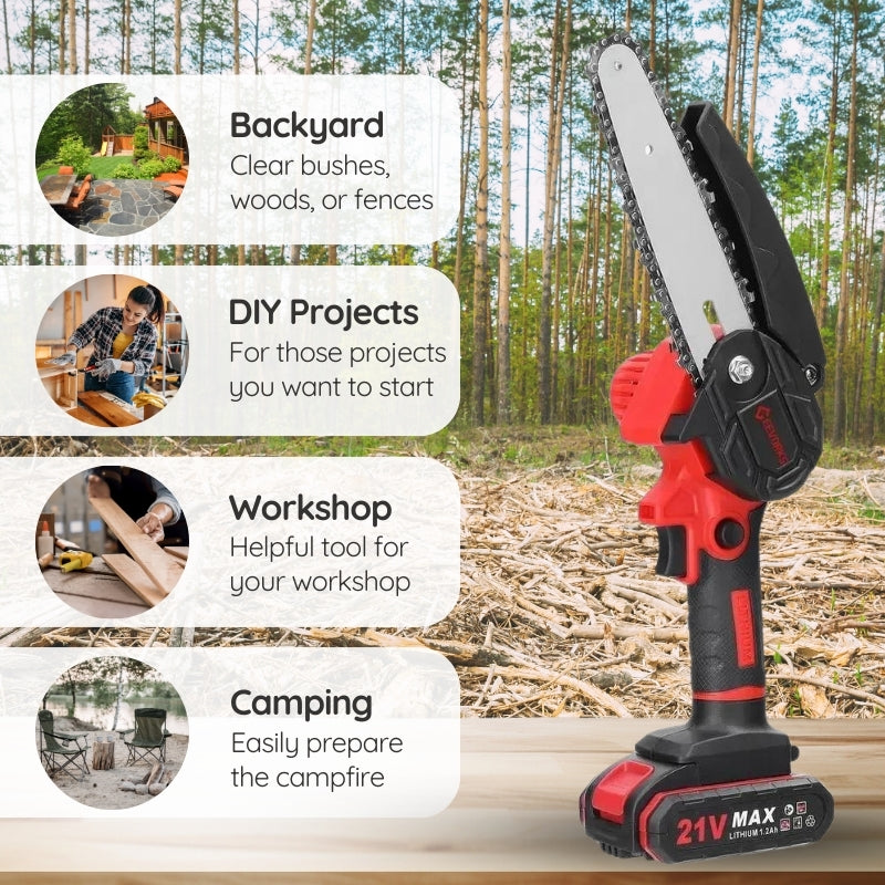 Cordless Pruning Chainsaw, 6-Inch Compact One-Hand Yard Tool