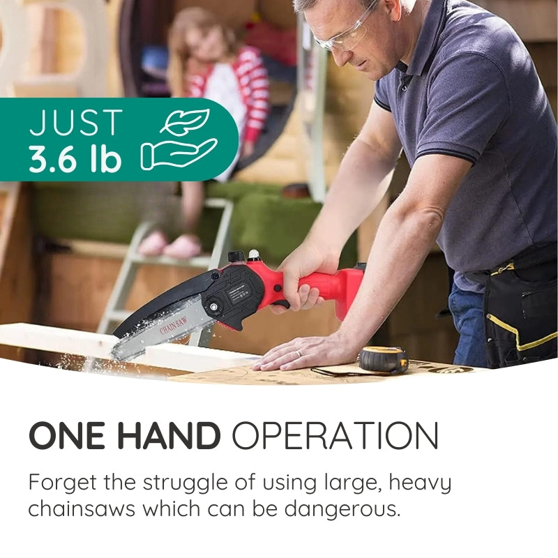 Cordless Pruning Chainsaw, 6-Inch Compact One-Hand Yard Tool