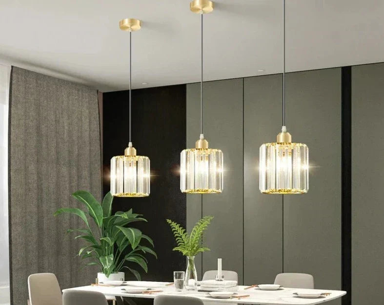 Luminora K9 Crystal Pendant Light, Round or Square Frame