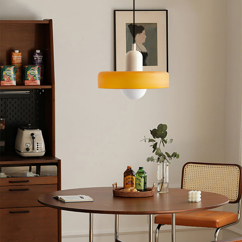 Aurelo Bauhaus-Style Pendant Light With Colored Glass Shade