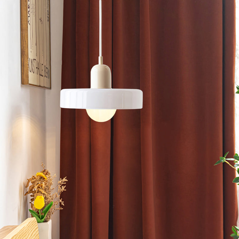 Aurelo Bauhaus-Style Pendant Light With Colored Glass Shade