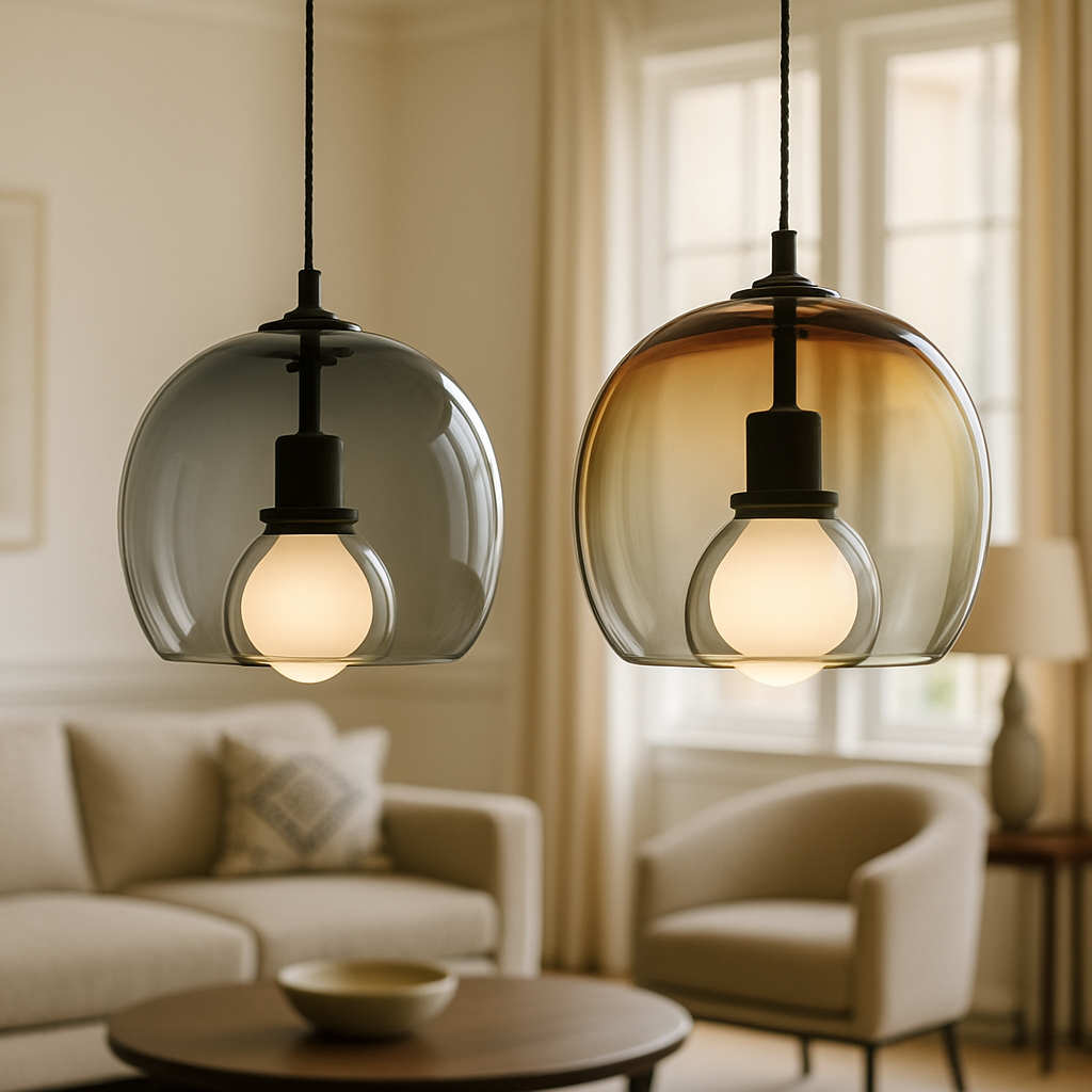 LumaNest-glaspendel, kompatibel med LED- og Edison-pærer, 3 overfladebehandlinger