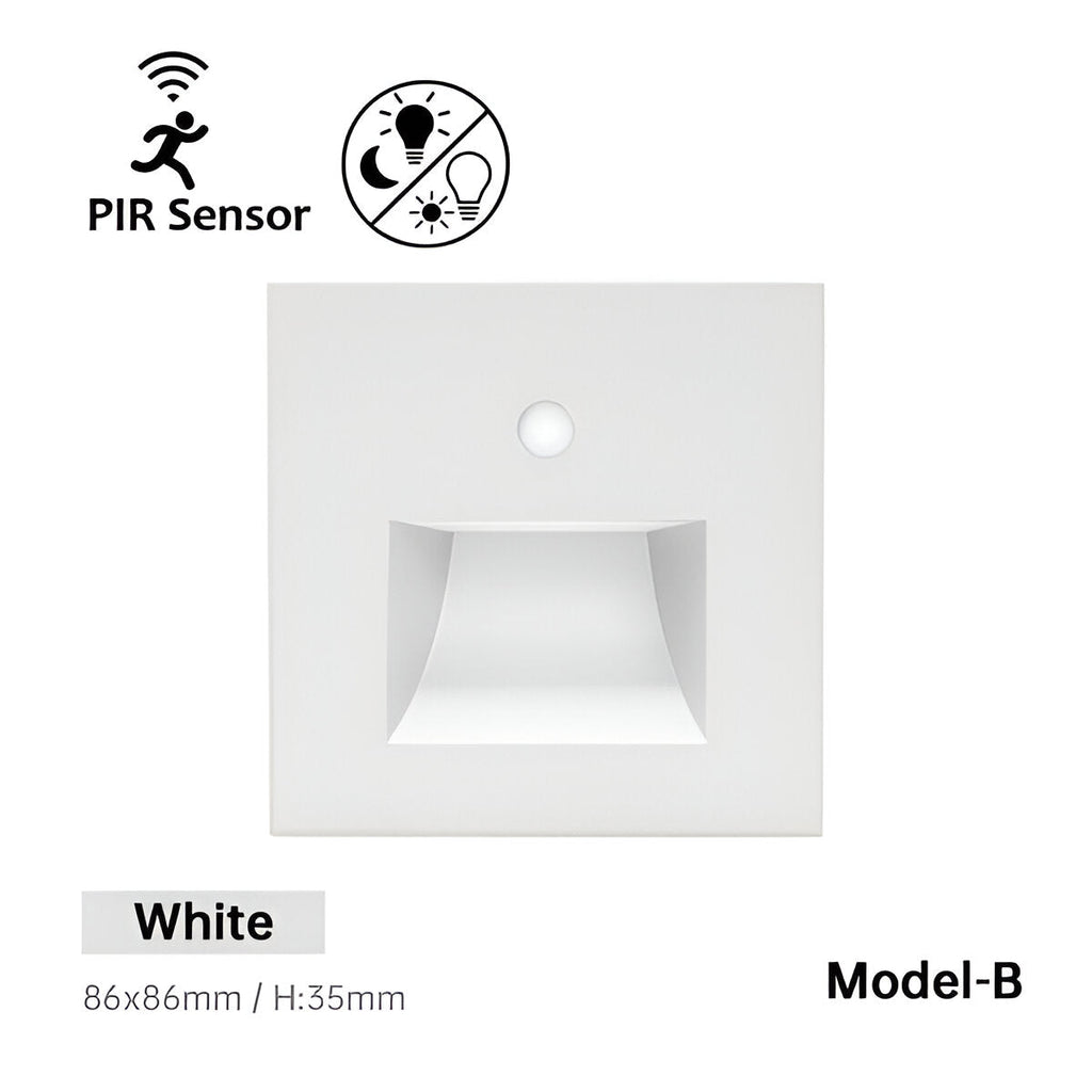 Luz de parede LED embutida com sensor, luminária LumaNest para escadas e corredores