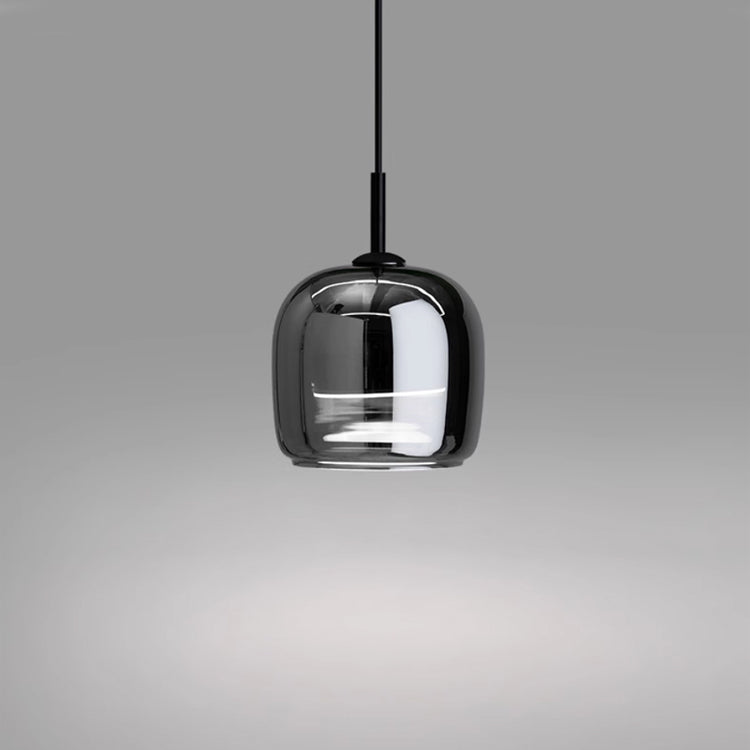 Závěsné svítidlo z kouřového skla, minimalistická stropní lampa v matné černé barvě Noir