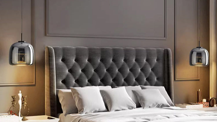 Závěsné svítidlo z kouřového skla, minimalistická stropní lampa v matné černé barvě Noir
