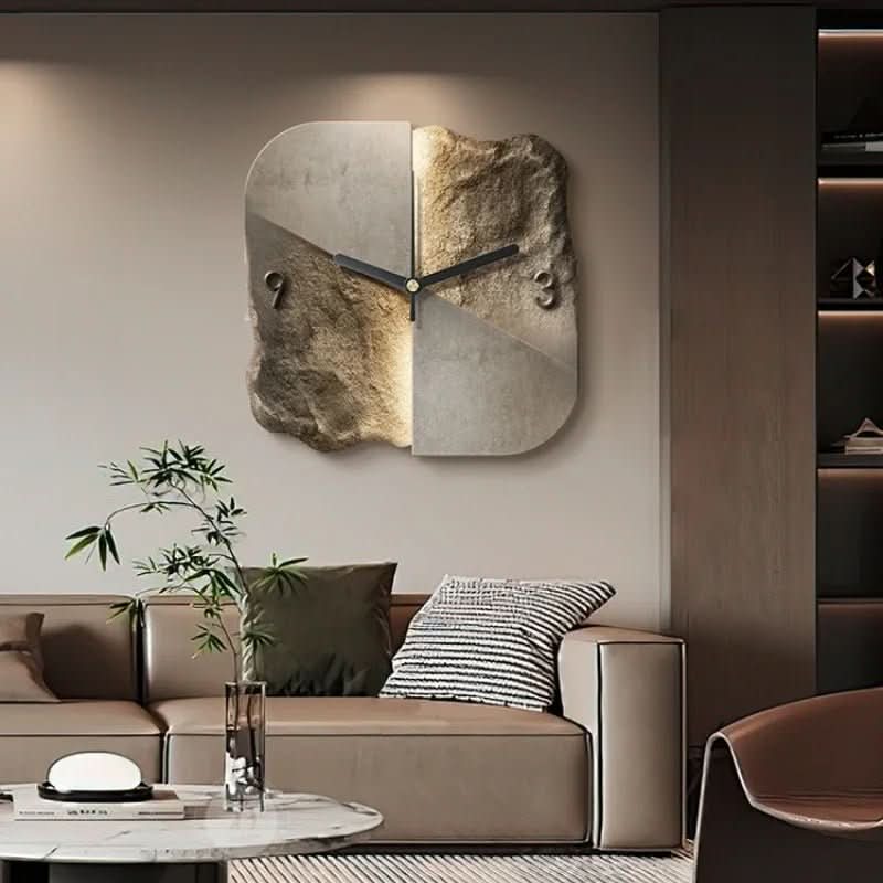 modern sandstensväggklocka med 3D-relief och tyst kvarts-teknik - Fioriscas