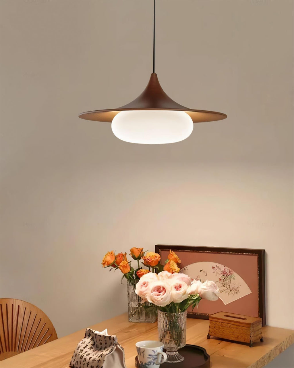 Ovelis Wooden Canopy Pendant Light | Fioriscas