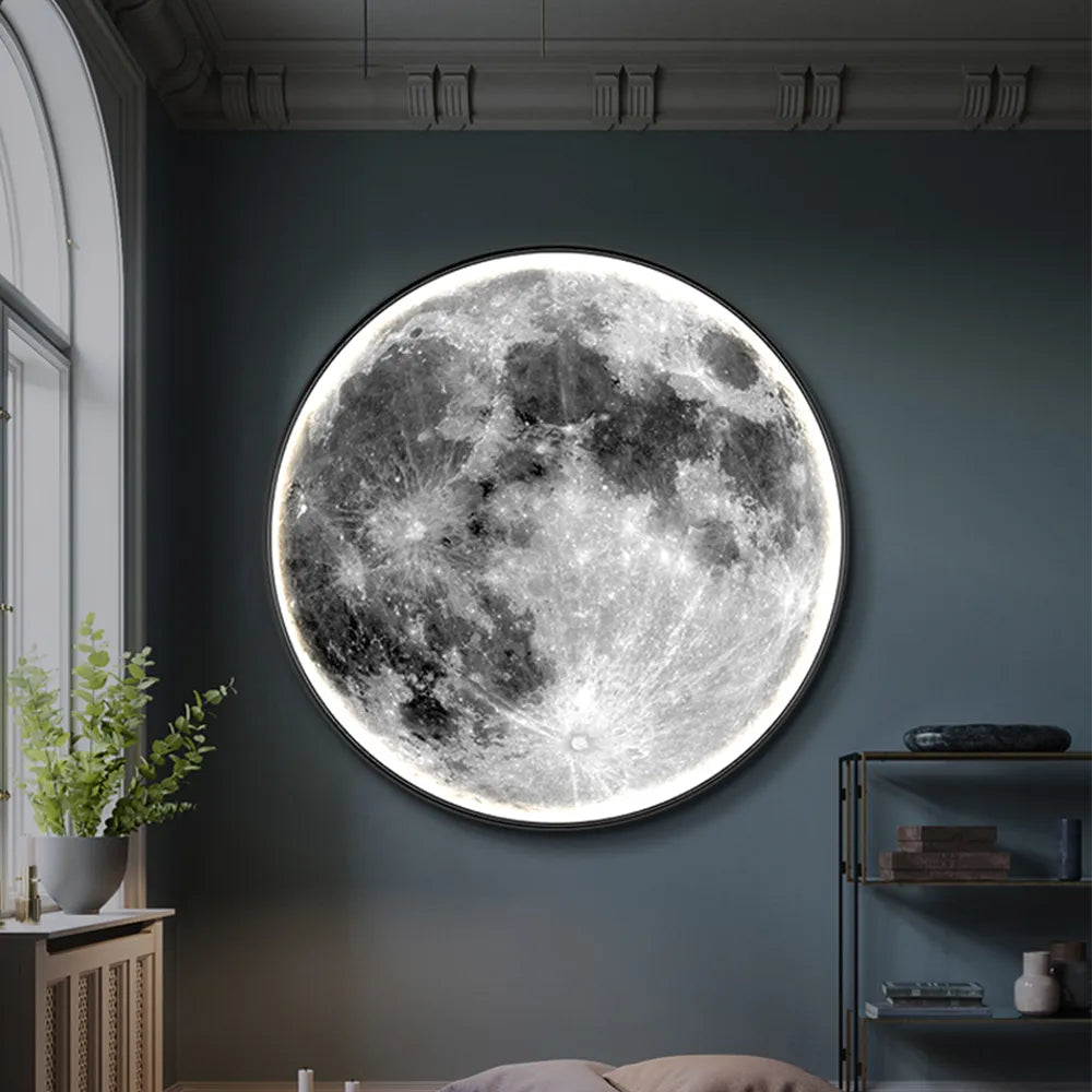 Luz de Pared Fase Lunar con Control Remoto - Iluminación LED Regulable, Diseños de Luna y Tierra