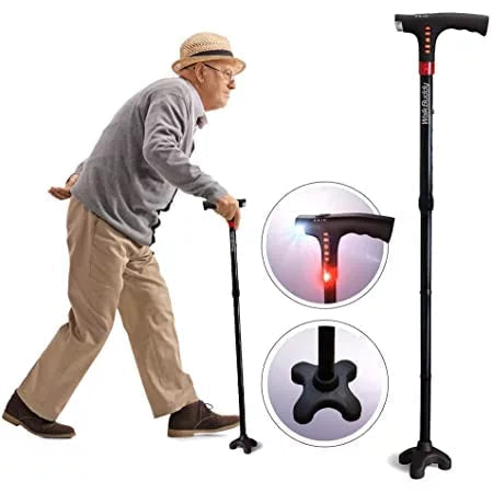 Bengala Dobrável com Luz LED, StrideFlex Ajustável e Leve