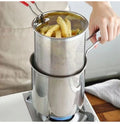 Friteuse en acier inoxydable avec poignée anti-brûlure et design économiseur d'huile - Fioriscas