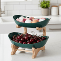 Corbeille à fruits en bois à plusieurs niveaux pour rangement moderne sur plan de travail - Fioriscas