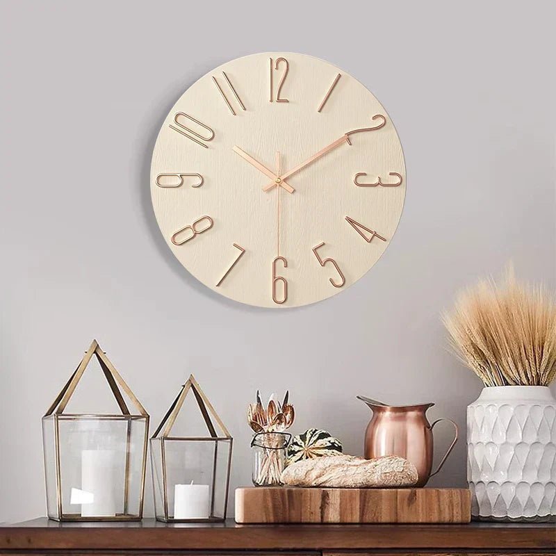 Frameless Wooden Wall Clock in Scandinavian Minimalist Style - Fioriscas
