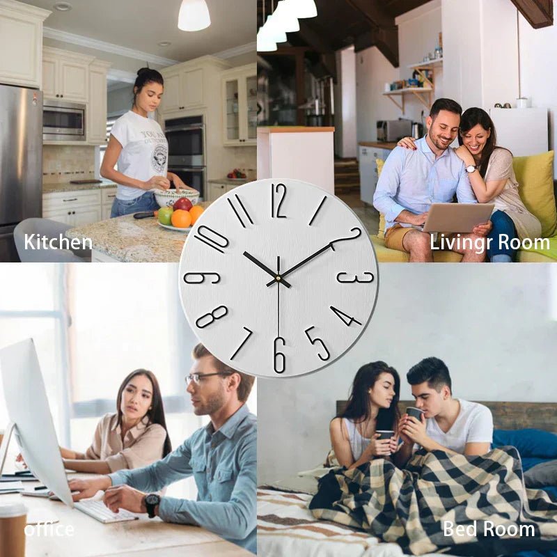 Frameless Wooden Wall Clock in Scandinavian Minimalist Style - Fioriscas