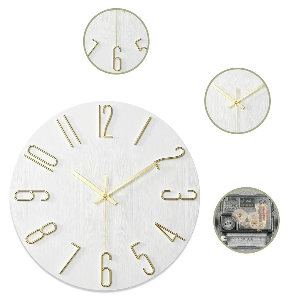 Frameless Wooden Wall Clock in Scandinavian Minimalist Style - Fioriscas