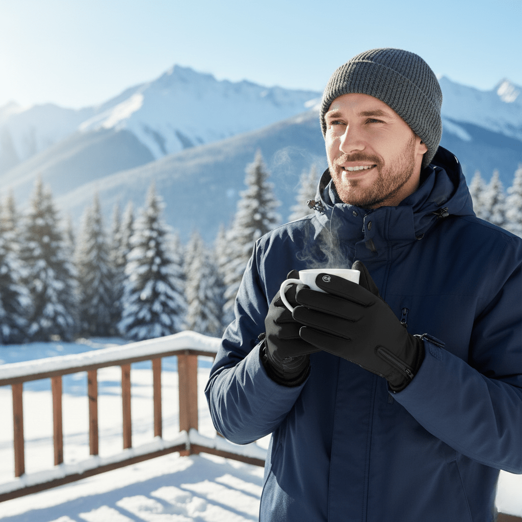 Guanti riscaldati isolanti per neve, pioggia e vento con funzione touchscreen - Fioriscas