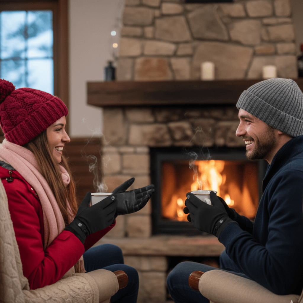 Guanti riscaldati isolanti per neve, pioggia e vento con funzione touchscreen - Fioriscas