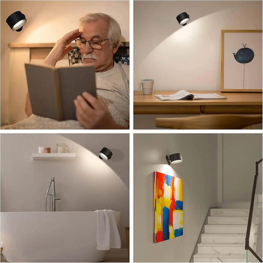 Applique da parete LED senza fili, stile nordico, ricaricabile, con dimmer a telecomando