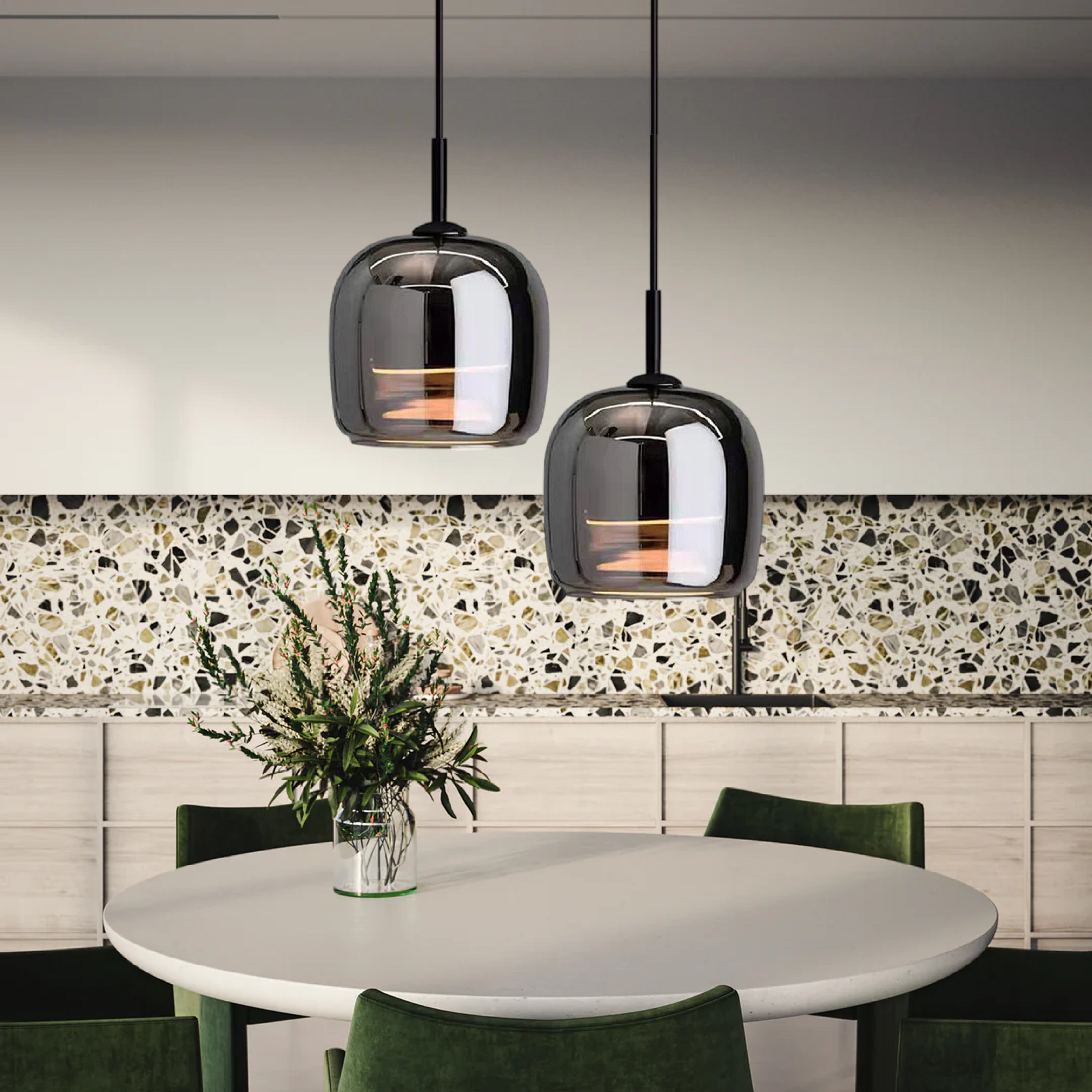Rauchglas-Pendelleuchte, skandinavisches Arden-Design für Kücheninseln und Essbereiche