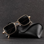 Aurex Square-Sonnenbrille mit markantem goldenem Rahmen und UV400-Augenschutz