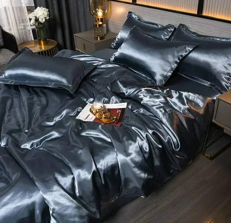 Velouria Silky Satin Duvet Cover, 17 Colours, 5 Sizes Plus Pillowcases