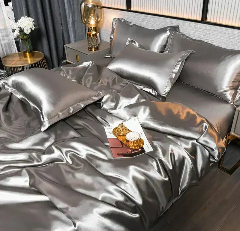Velouria Silky Satin Duvet Cover, 17 Colours, 5 Sizes Plus Pillowcases