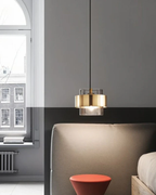 Lampada a sospensione Solara Industrial-Edge, vetro e metallo, due colori