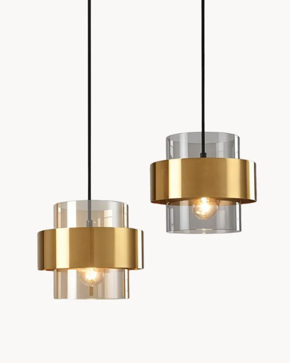 Lampada a sospensione Solara Industrial-Edge, vetro e metallo, due colori