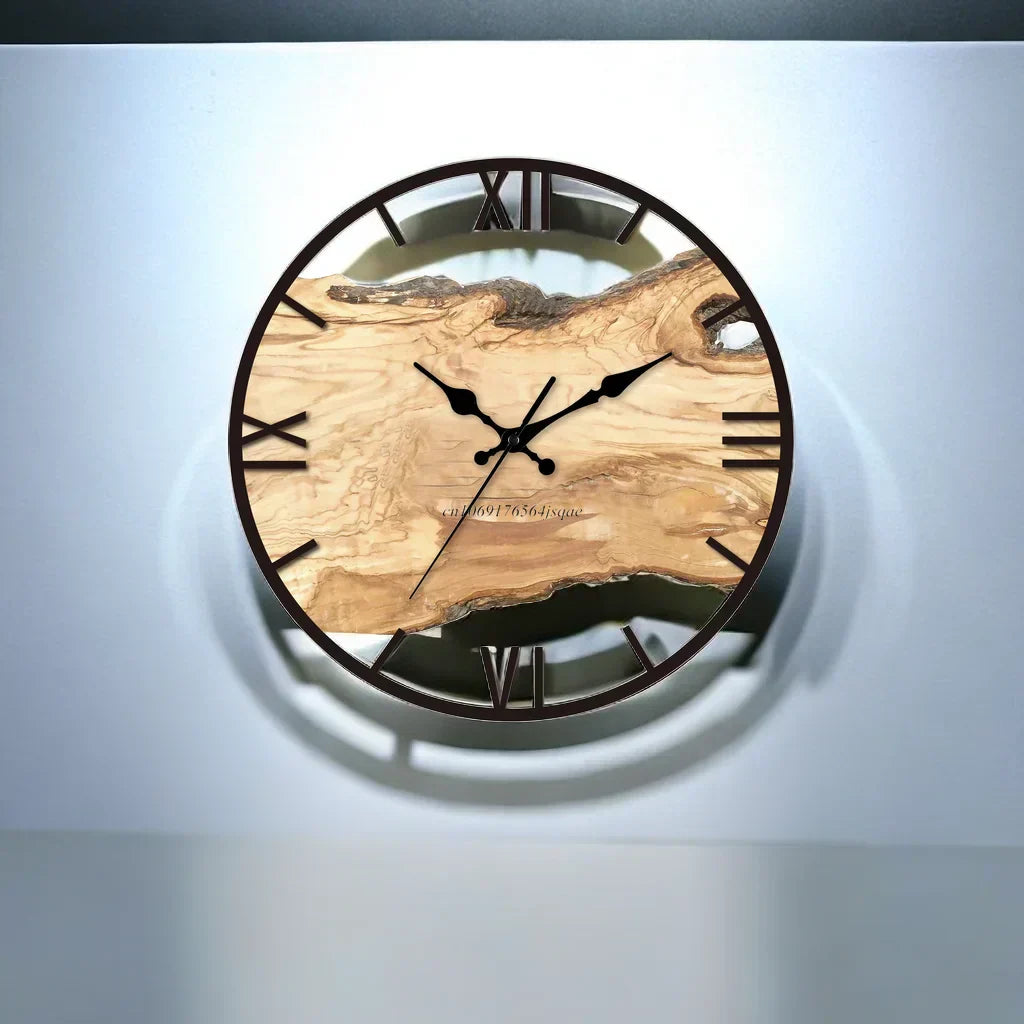 Orologio da parete rotondo AstraLume con quadrante in acrilico trasparente, design minimalista