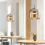 Loftslampe i glas, Aurelia med røgfarvet og ravfarvet finish til opholdsrum
