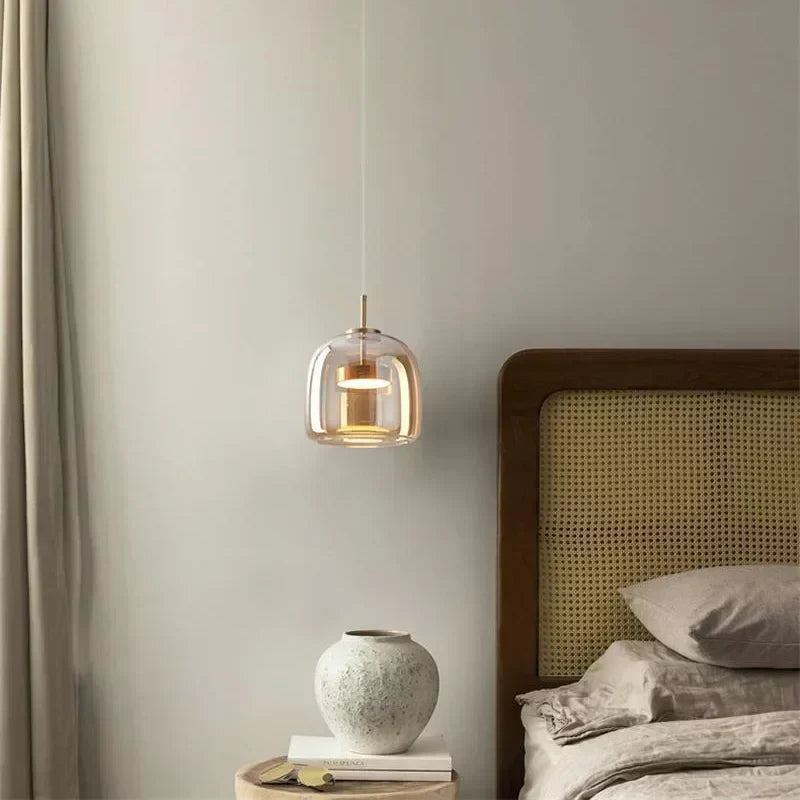 Candeeiro pendente redondo de vidro LumenNova, cinzento fumado e âmbar, 3 tamanhos