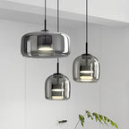 Loftslampe i glas, Aurelia med røgfarvet og ravfarvet finish til opholdsrum