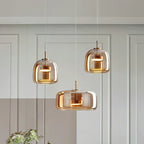 Loftslampe i glas, Aurelia med røgfarvet og ravfarvet finish til opholdsrum