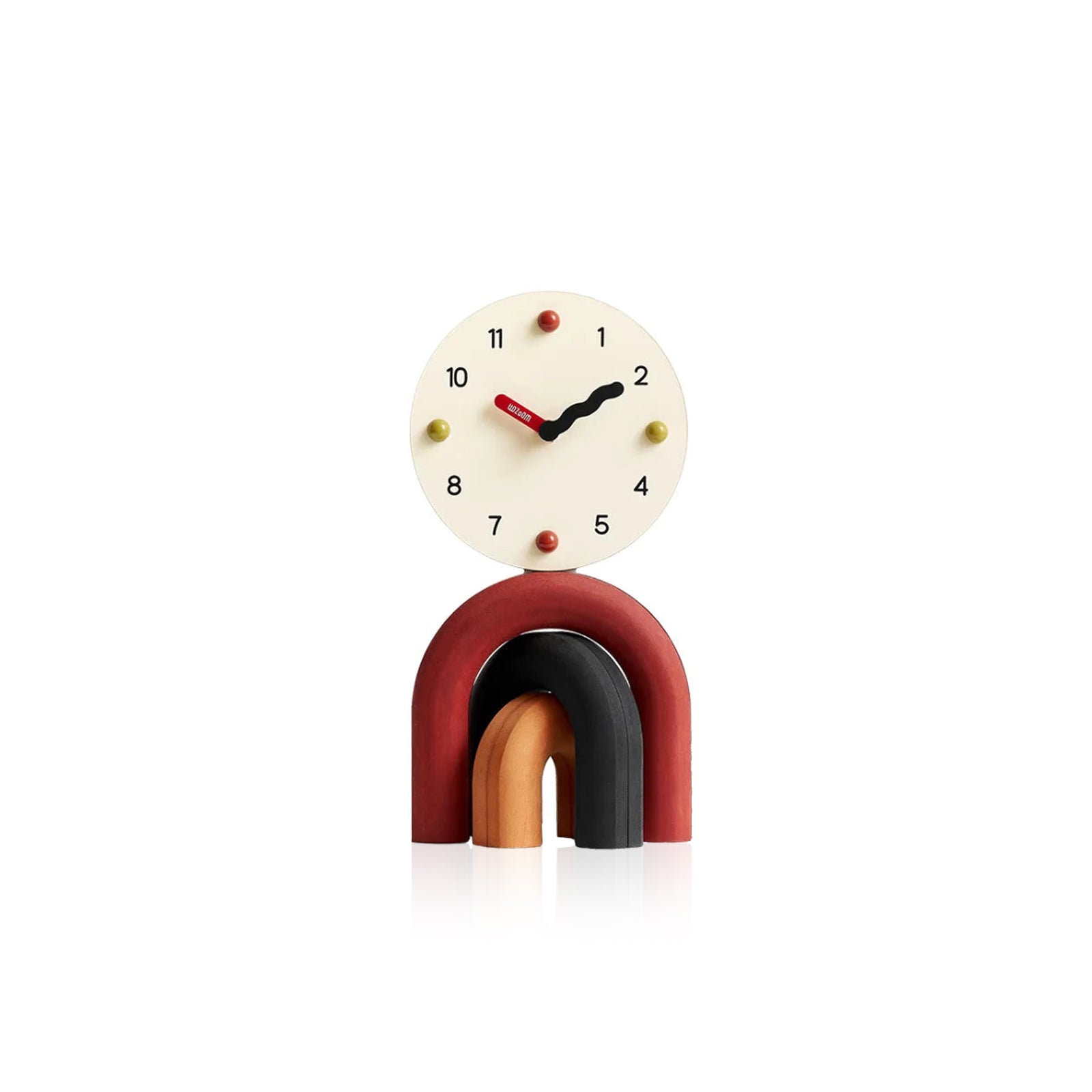 Horloge de table LumenArc Nordic Arch, bambou et métal, finition mate ou brillante
