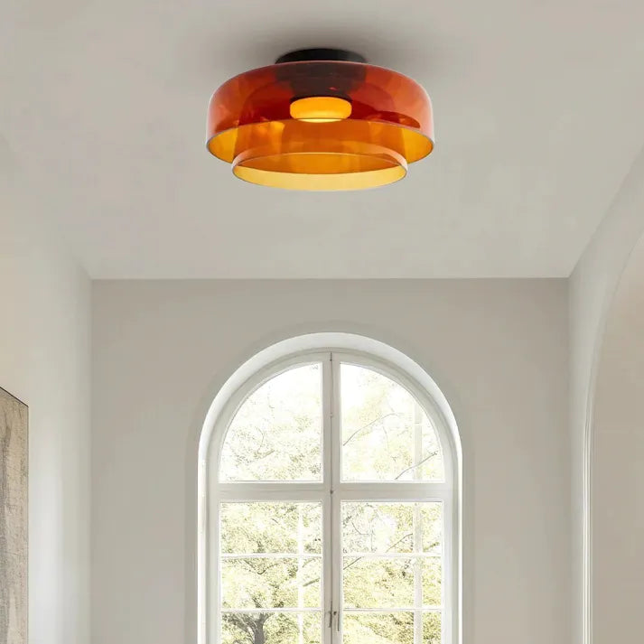 Handgefertigte Glasdeckenleuchte, nordisches Lumenweave-Design mit mehreren Ebenen