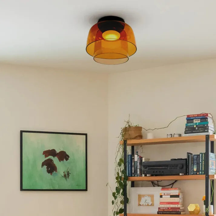 Handgefertigte Glasdeckenleuchte, nordisches Lumenweave-Design mit mehreren Ebenen