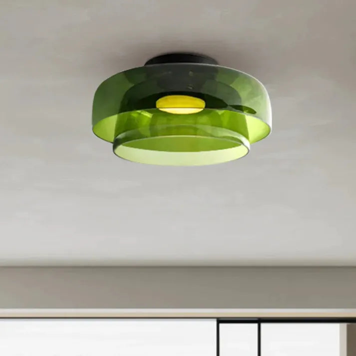 Handgefertigte Glasdeckenleuchte, nordisches Lumenweave-Design mit mehreren Ebenen