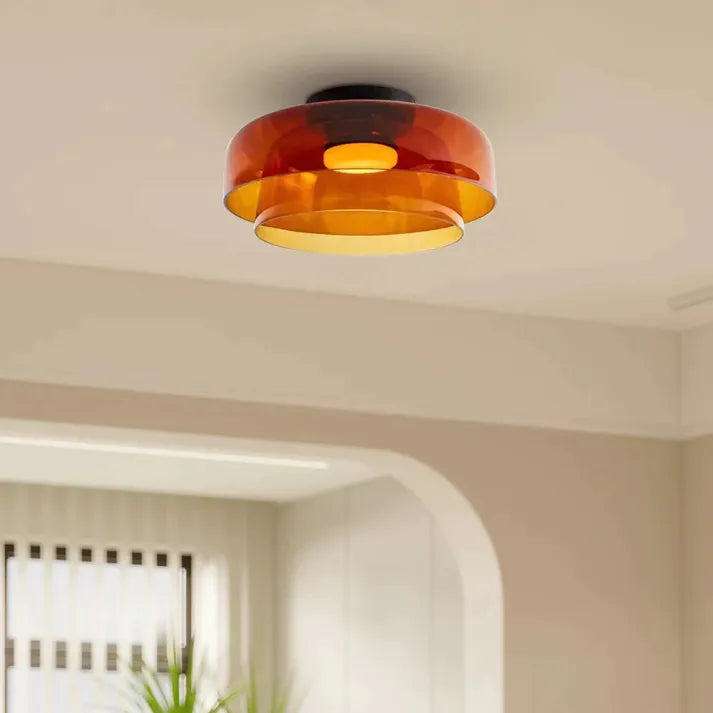 Handgefertigte Glasdeckenleuchte, nordisches Lumenweave-Design mit mehreren Ebenen