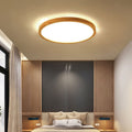 AuroraGlow Wood & Acrylic Flush Mount Ceiling Light, Smart LED Remote Dimming