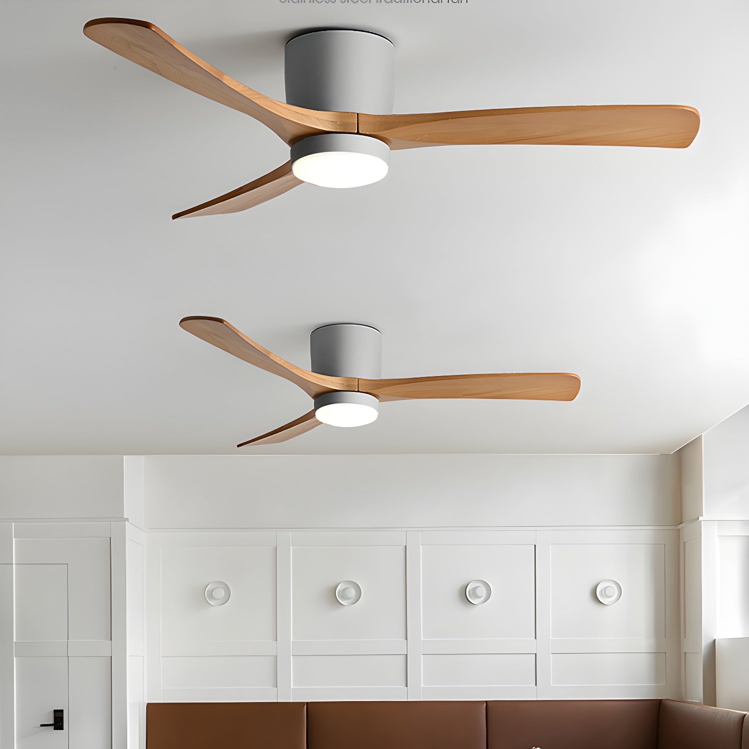 LED-Deckenventilator im nordischen Everwood-Holzlook in 25, 42 oder 52 Zoll