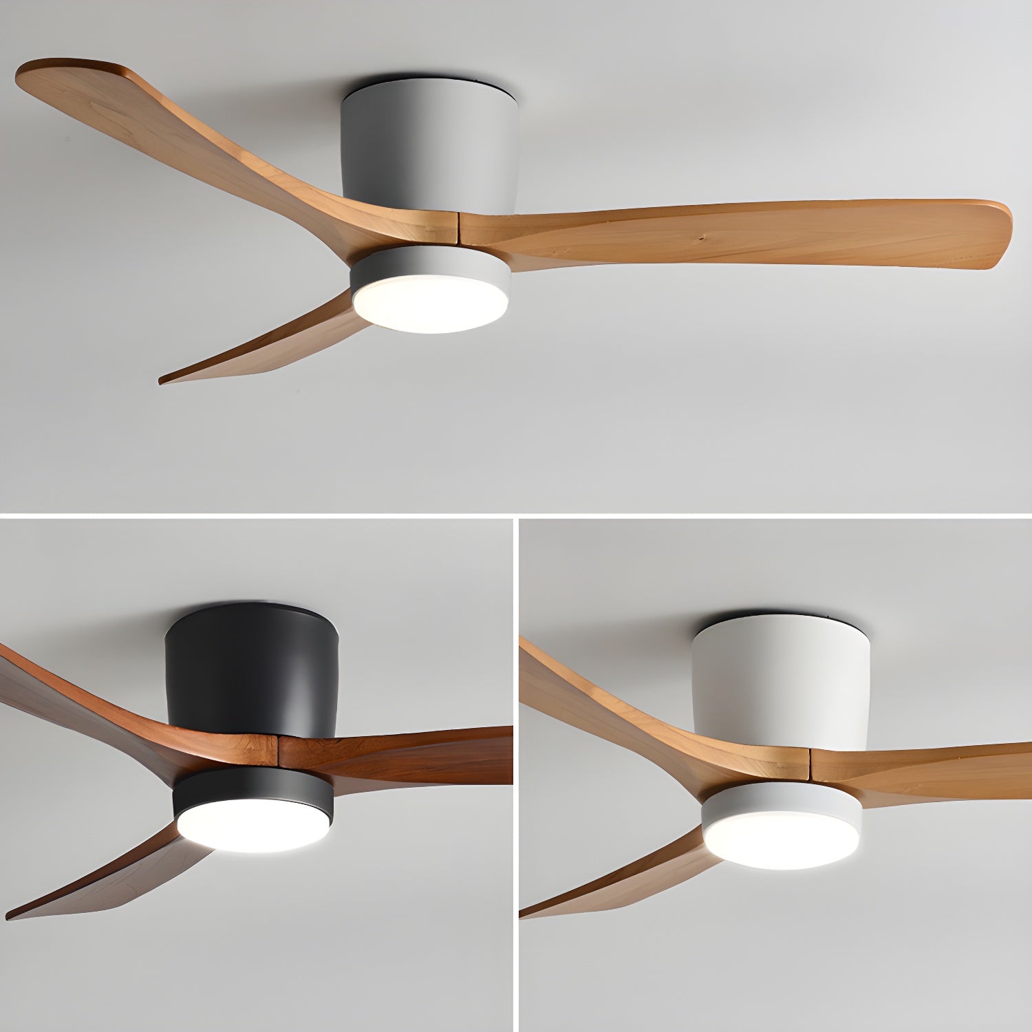 LED-Deckenventilator im nordischen Everwood-Holzlook in 25, 42 oder 52 Zoll