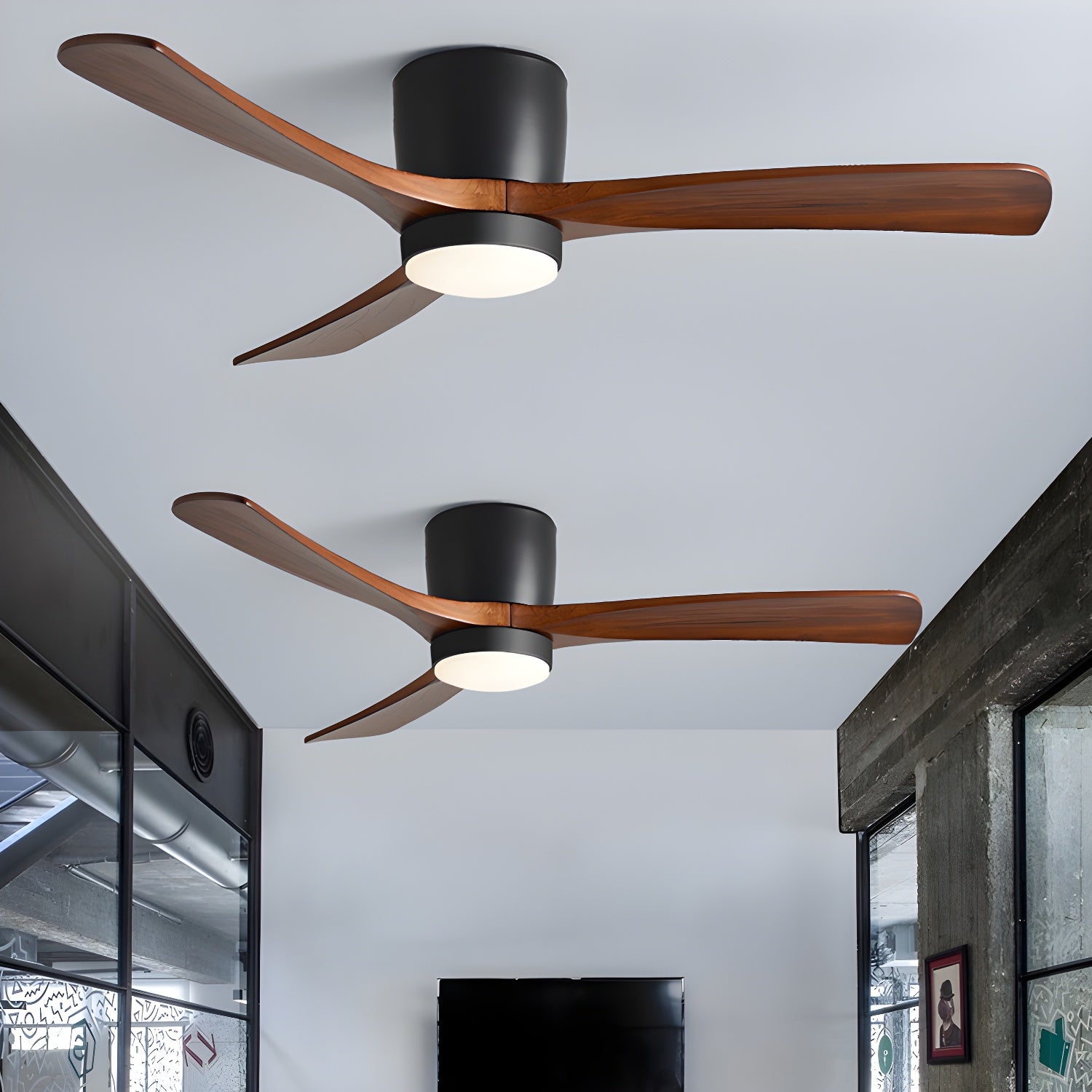 LED-Deckenventilator im nordischen Everwood-Holzlook in 25, 42 oder 52 Zoll