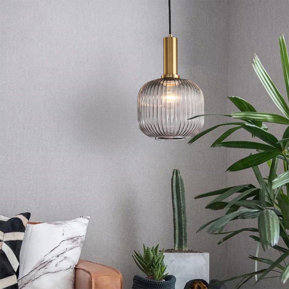 Nordic Fluted Glass Pendant Light for Kitchen Islands and Dining
