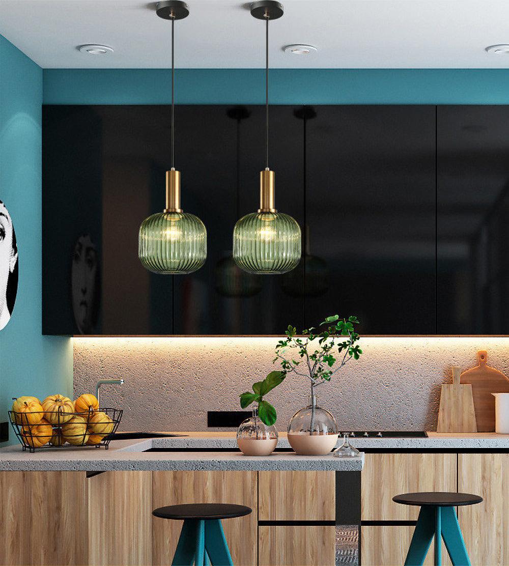 Nordic Fluted Glass Pendant Light for Kitchen Islands and Dining
