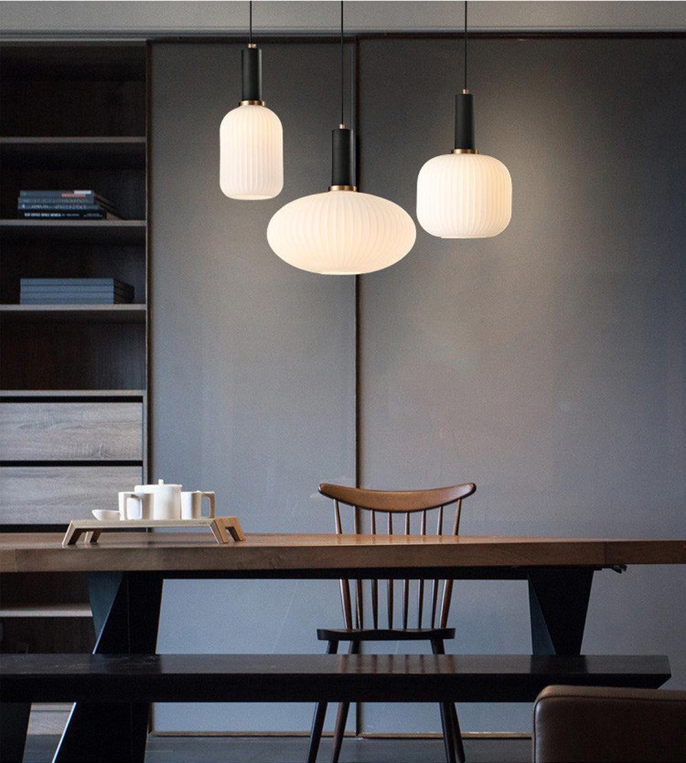 Nordic Fluted Glass Pendant Light for Kitchen Islands and Dining