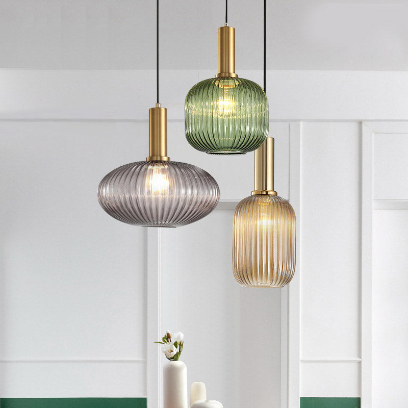 Nordic Fluted Glass Pendant Light for Kitchen Islands and Dining