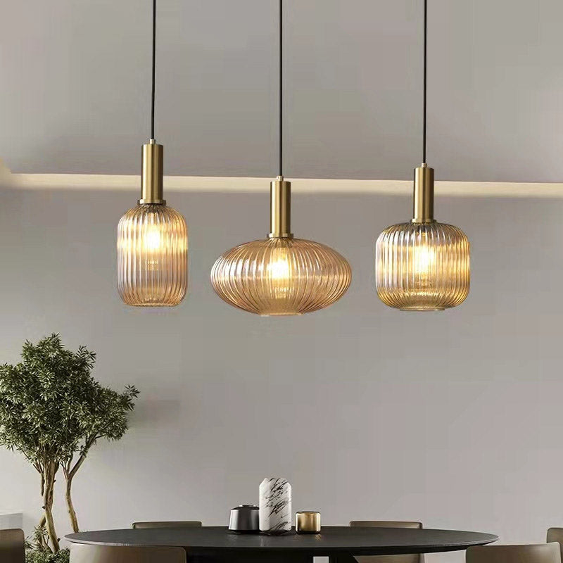 Nordic Fluted Glass Pendant Light for Kitchen Islands and Dining