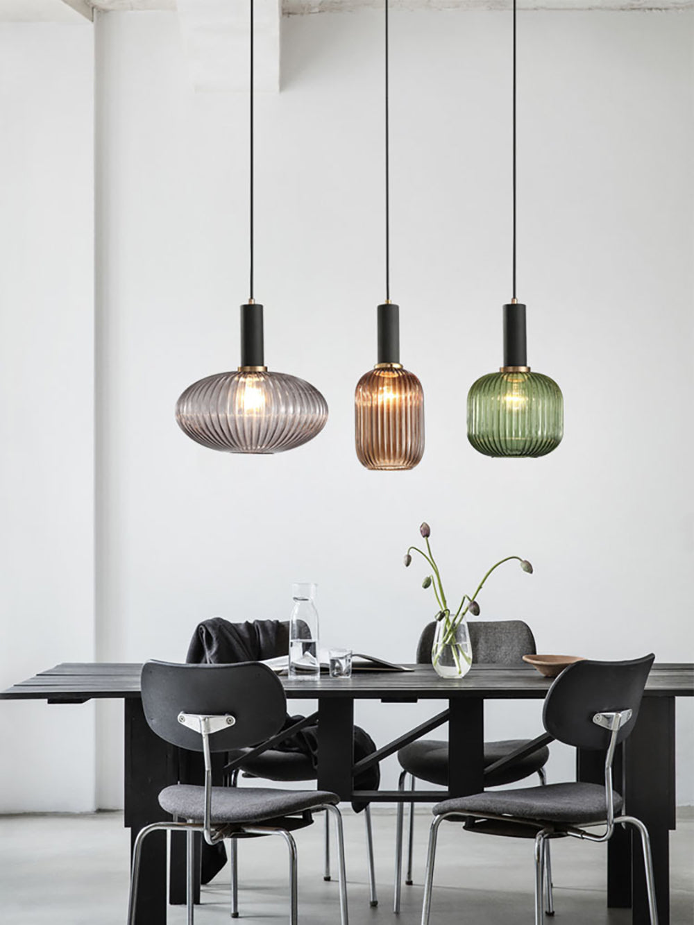 Nordic Fluted Glass Pendant Light for Kitchen Islands and Dining