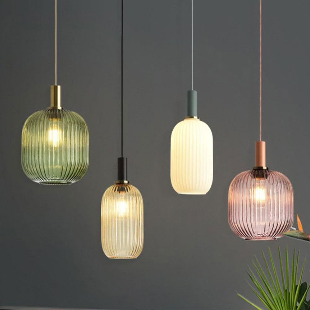 Nordic Fluted Glass Pendant Light for Kitchen Islands and Dining