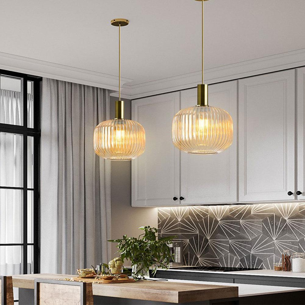 Nordic Fluted Glass Pendant Light for Kitchen Islands and Dining