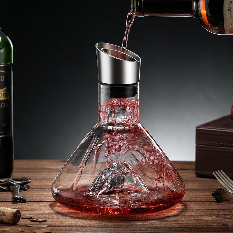 Decantor de vin cu aerator tip cascadă, sticlă suflată manual